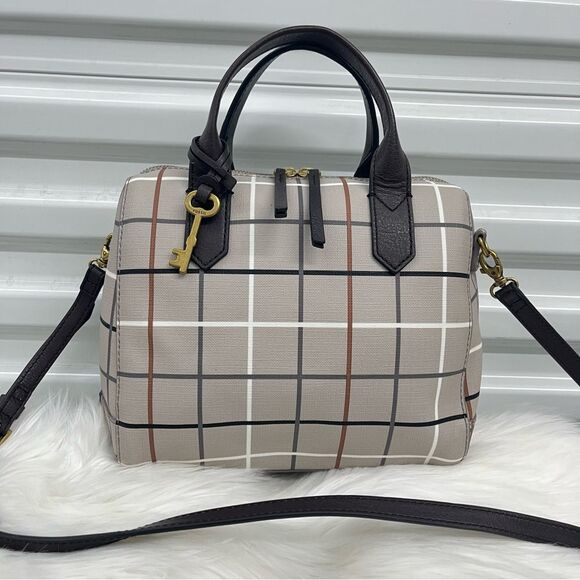 Fossil Handbags - KATE SPADE Plaid Leather Ryder Maddox Sydney Satchel Crossbody